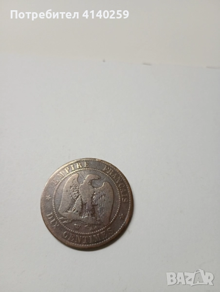 Франция монета 10 сантима 1853 г , снимка 1