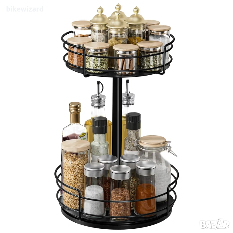 ZDDLOINP Въртящ се органайзер за подправки на 360° – черен НОВ, снимка 1