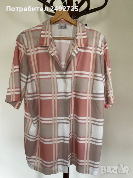 Риза дамска, бежово карирана ГО 122, снимка 1