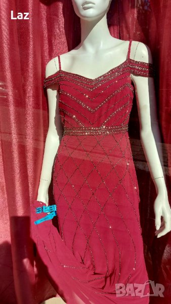 бална луксозна абитуриентска официална рокля бордо, снимка 1