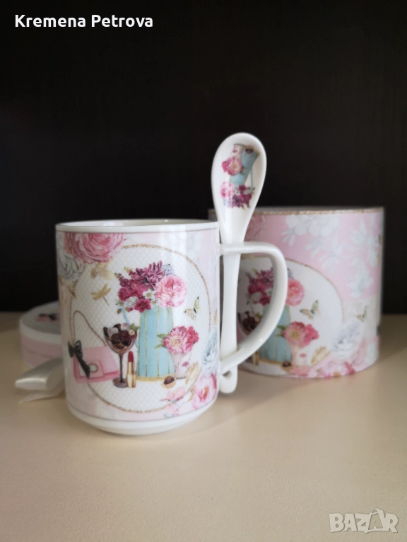 Нова Чаша с лъжичка в подаръчна кутия, Букет, WISEN, снимка 1