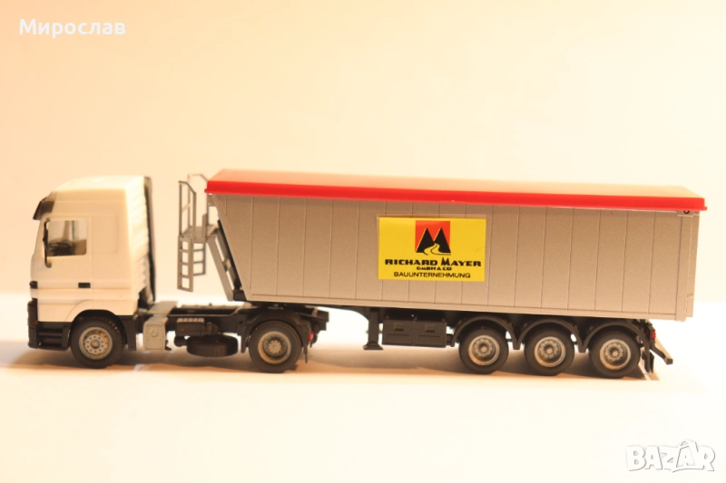 HERPA 1:87 H0 MERCEDES САМОСВАЛ ГОНДОЛА КАМИОН МОДЕЛ, снимка 1