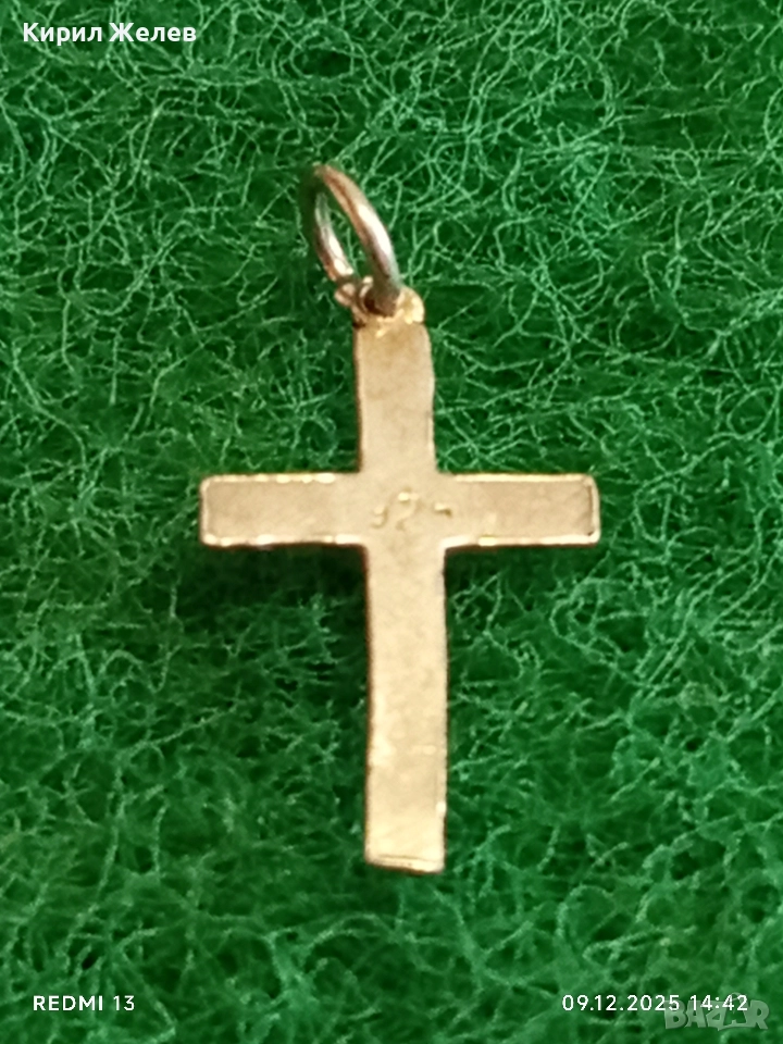 Сребърна висулка кръст нежен елегантен дизайн 52461, снимка 1