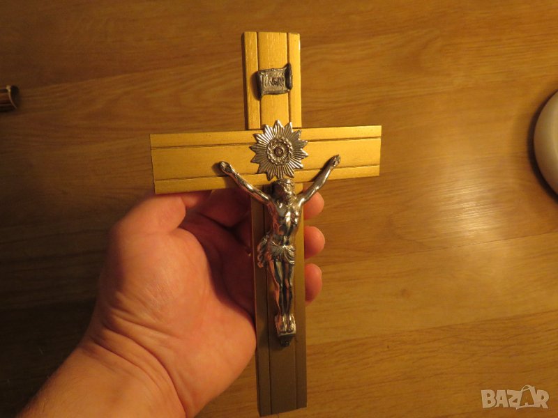 Стар кръст разпятие Христово, Исус Христос 22 х 13 см бог религия, снимка 1