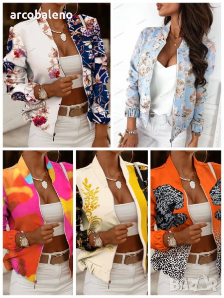 Дамско преходно яке с дълъг ръкав с цип, малко яке, 5цвята , снимка 1