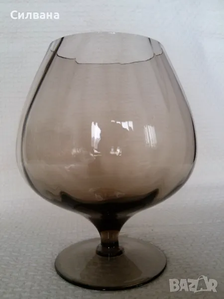 голяма чаша от кафяво стъкло, снимка 1