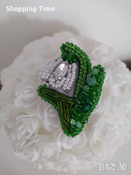 НОВА брошка кокиче ръчна изработка кокиче, Спиди/лично предаване, снимка 1