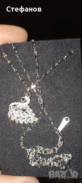 Красиво колие с лебед с цирконии , снимка 1