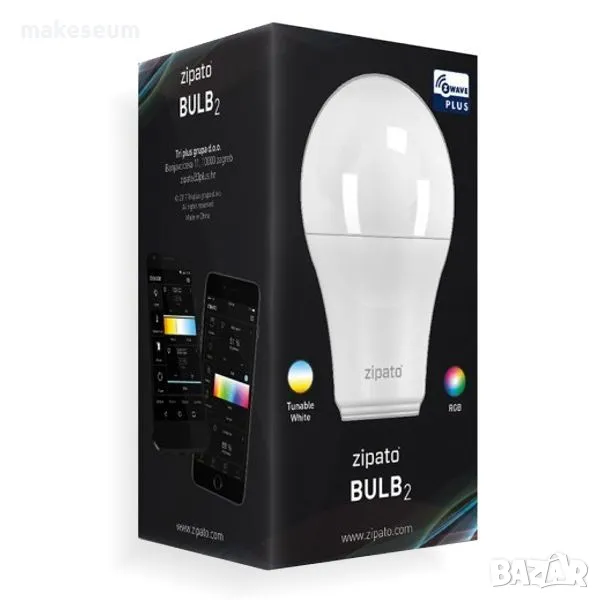 Смарт LED крушки Zipato bulb 2 – Z-wave - RGBW Е27 806lm, снимка 1