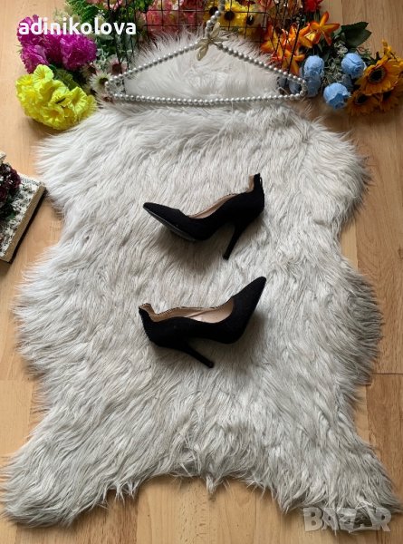 Велурени обувки на ток, снимка 1