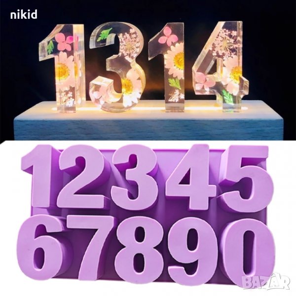 Големи едри числа цифри цифра силиконов молд форма калъп гипс сапун свещ восък шоколад, снимка 1