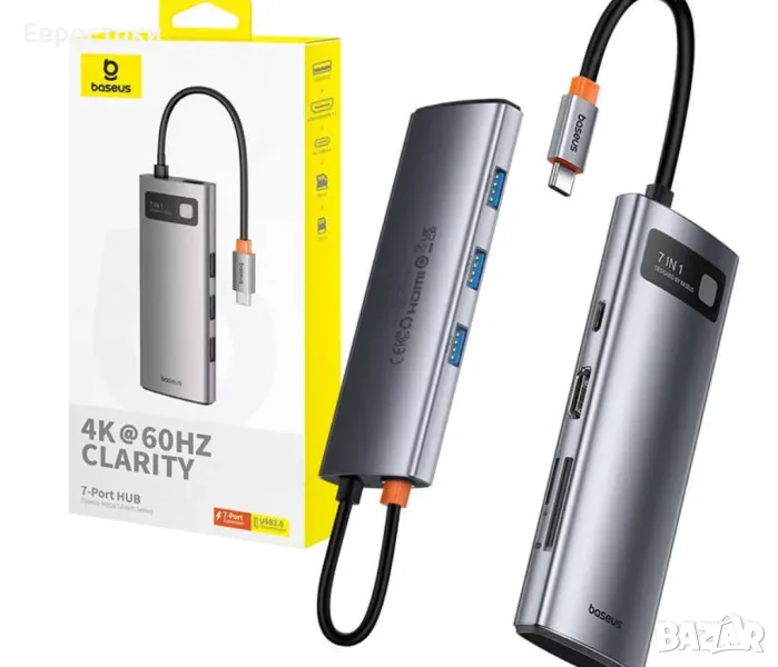 Хъб 7 в 1, Baseus Clarity, USB-C към 1 x HDMI4K, 60Hz, снимка 1