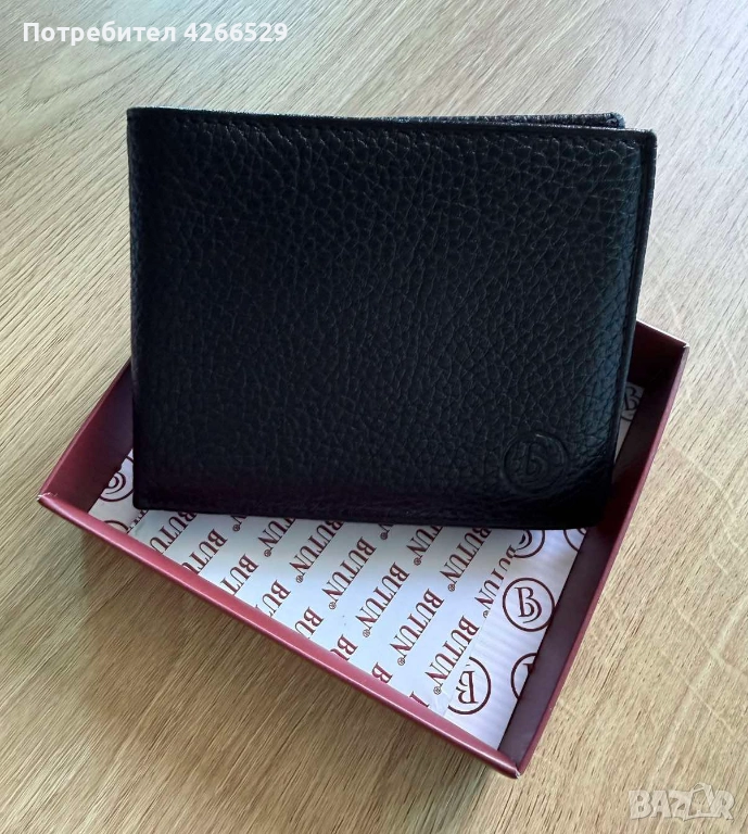 Мъжки черен кожен портфейл, снимка 1