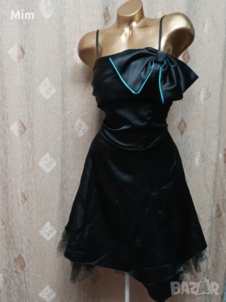  Xanaka L Черна сатенена  рокля , снимка 1