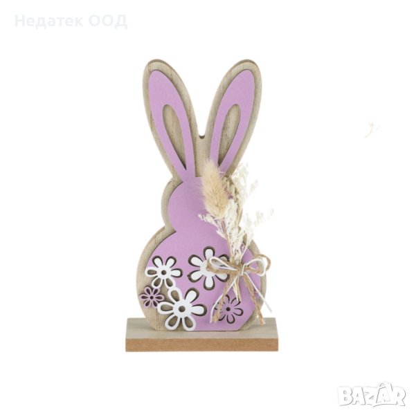  Великденски лилав заек, сухи цветя, 9,8x4x19 см, снимка 1