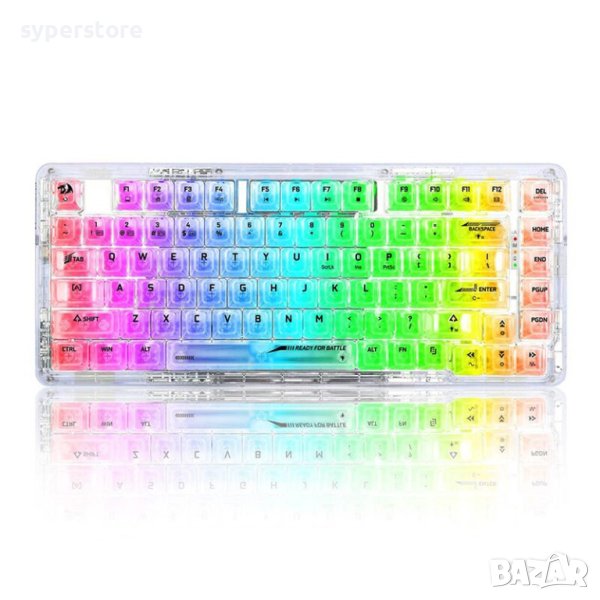 Клавиатура Геймърска Безжична и USB Redragon Elf PRO K649CT-RGB-PRO RGB LED Подсветка Transparent Sw, снимка 1