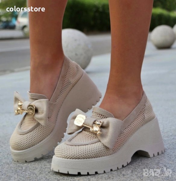 Обувки на платформа - бежови - BR678, снимка 1
