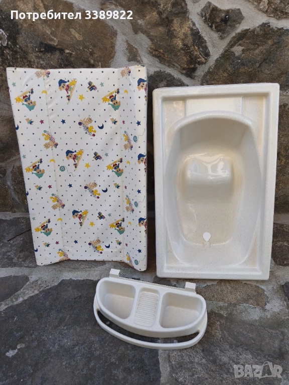 Бебешка твърда подложка за повиване, вана и сапунерка , снимка 1