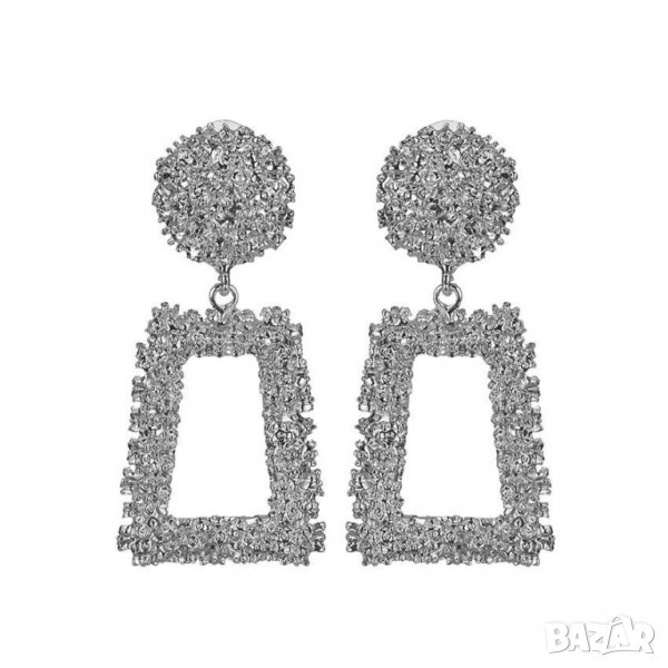Посребрени висящи обеци с циркони, снимка 1