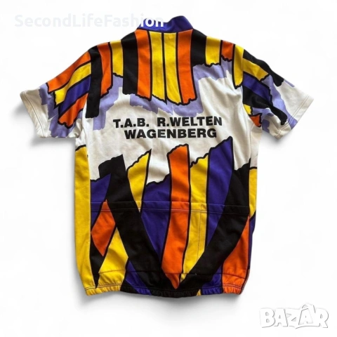 Винтидж мъжка колоездачна фланелка Gowa от 90-те години, Wagenberg Dutch XL Вело тениска с цип , снимка 6 - Спортни дрехи, екипи - 53278572