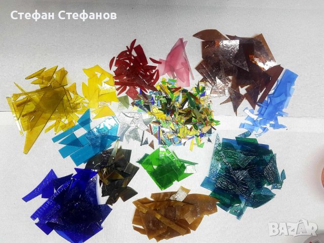Парчета цветни стъкла за занаяти - за декорация, смола, топене, тифани, витражи., снимка 4 - Декорация за дома - 41511767