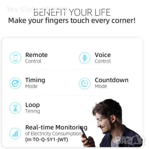 Смарт DIN реле 16A с безжично управление съвместимо с Tuya, снимка 3 - Друга електроника - 52849569