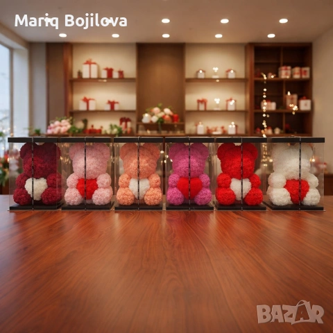 Мече от рози, 25см с подаръчна кутия в 3 цвята, снимка 6 - Декорация за дома - 53048250