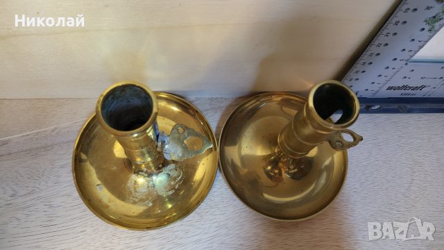 Стари,винтидж месингови свещници, Швеция, снимка 3 - Антикварни и старинни предмети - 42141812