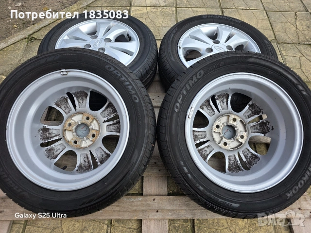 Лети джанти 14ки 4х100 Hyundai + летни гуми 175/60/14 Hankook, снимка 10 - Гуми и джанти - 53707165