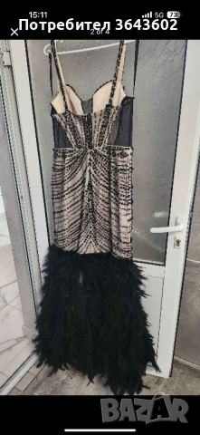 Официална  рокля черна с пера , снимка 2 - Рокли - 53792045