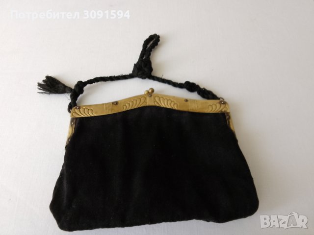 19  век  дамска чанта черно кадифе със месингови обков , снимка 11 - Антикварни и старинни предмети - 41607343