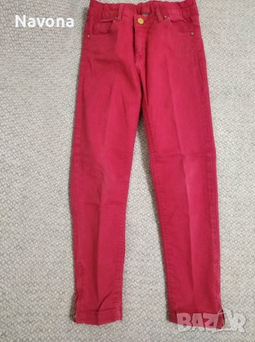 Червени дънки 7-8г., снимка 1 - Детски панталони и дънки - 40173283