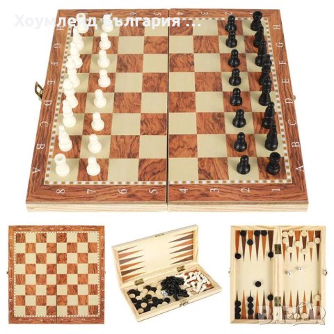 Шах с табла в дървена кутия, снимка 2 - Шах и табла - 40639455