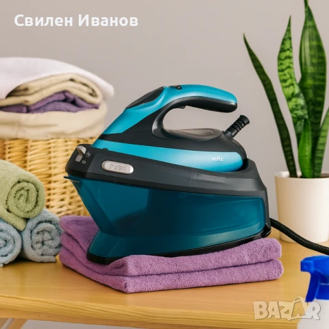 Ютия с Парогенератор Voltz OV51052A, 3200W, 1500мл., Керам. плоча, LED дисплей, Зелен спрей, снимка 1