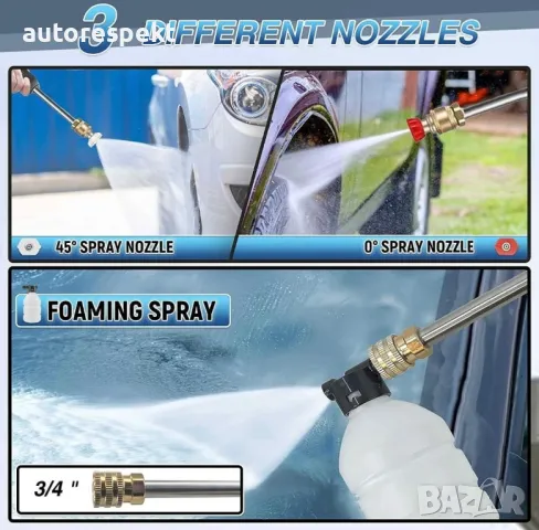 Акумулаторна Водоструйка за миене на автомобили дом и градина. 2 Батерии , снимка 4 - Аксесоари и консумативи - 49586510