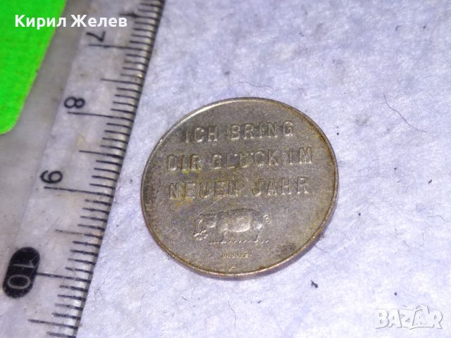 PROSIT NEUJAHR СТАРИННА НОВОГОДИШНА НЕМСКА ПОСРЕБРЕНА БРОНЗОВА МОНЕТА За ЩАСТИЕ КЪСМЕТ 38582, снимка 14 - Антикварни и старинни предмети - 41501295