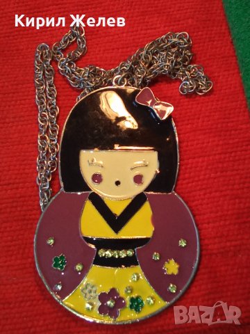 ЕМАЙЛИРАНА ЯПОНСКА ГЕЙША АРТ ВИСУЛКА с ВЕРИЖКА 24302, снимка 2 - Колиета, медальони, синджири - 33956958