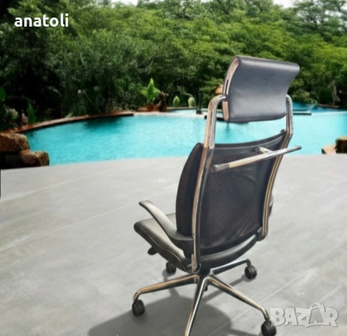 оригинален директорски стол въртящ се водеща швейцарска марка ZÜCO естествен кожа/хром ергономичен , снимка 9 - Столове - 53271044