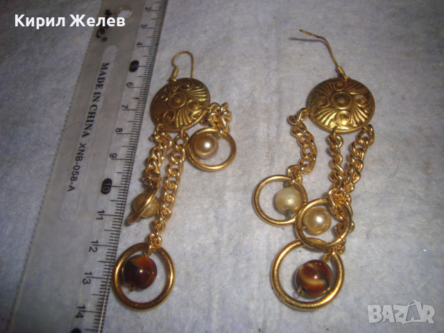 ПОЗЛАТЕНИ ЕТНОГРАФСКИ СТИЛ БРОНЗОВИ ОРНАМЕНТИРАНИ РЕТРО ОБЕЦИ 5650, снимка 3 - Обеци - 36477049