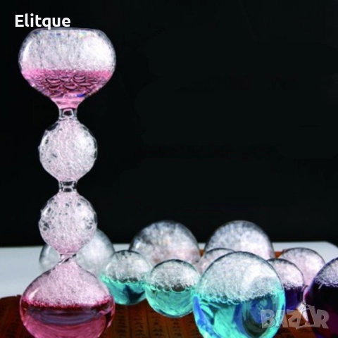 Елегантен стъклен, цветен таймер – тип „пясъчен часовник“  с мехурчета SL4, снимка 8 - Други стоки за дома - 52816373