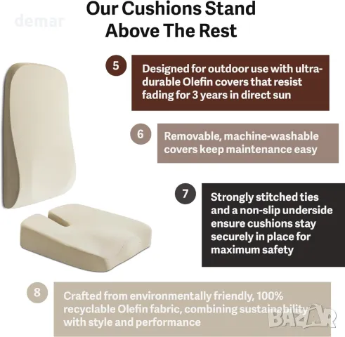 Комплект възглавници за люлеещ се стол Elmara, ултра-удобни, неплъзгащи се, бежово, снимка 6 - Други стоки за дома - 48496707