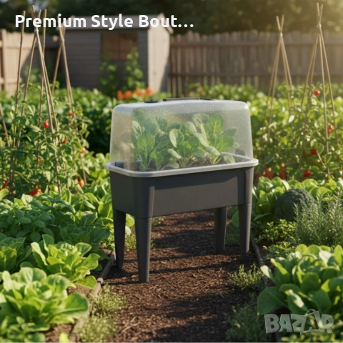 Сива оранжерийна маса с капак - здрава и практична, снимка 2 - Други стоки за дома - 53592399