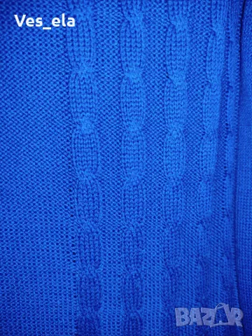 Блуза плетиво турско синьо с джобче, снимка 3 - Блузи с дълъг ръкав и пуловери - 48930314