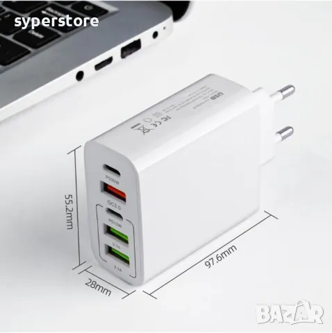 Зарядно за телефон 220V 5 USB порта 65W Digital One SP00987 pkg057 адаптер PD and Quick Power Charge, снимка 8 - Оригинални зарядни - 48945371