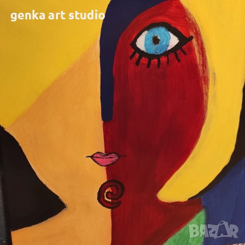 Дамата със синьото око плюс подарък, снимка 2 - Картини - 52822183