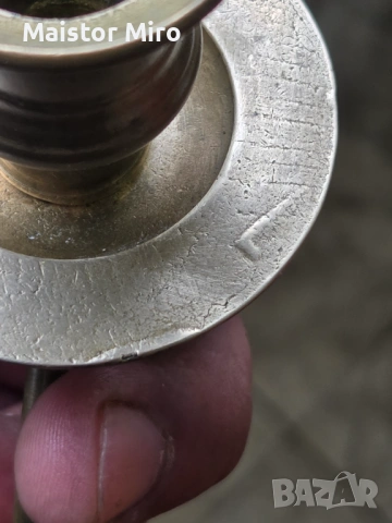 Антикварен двоен месингови свещник-"Бел Епок"(ок.1900г.)автентичен, снимка 5 - Антикварни и старинни предмети - 53571558