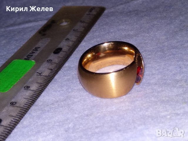 ВЕЛИКОЛЕПЕН с ДЕБЕЛА ПОЗЛАТА и ФАСЕТИРАН ГРАНАТ АРТ ПРЪСТЕН от БЛАГОРОДНА НЕРЪЖДАЕМА СТОМАНА 38670, снимка 10 - Пръстени - 41622884