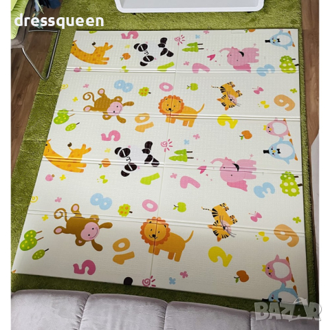 4137 Сгъваемо детско килимче за игра, топлоизолиращо 180x200x1cm - Жираф и Цифри, снимка 10 - Други - 44615700