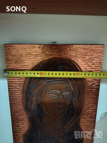 Старо Медно Пано Икона-Света Богородица, снимка 7 - Икони - 52510923