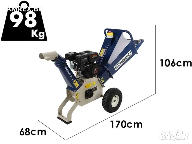 Бензинова дробилка за клони BullMach 65 L – 7 к.с., до 65 мм, снимка 2 - Градинска техника - 56032704